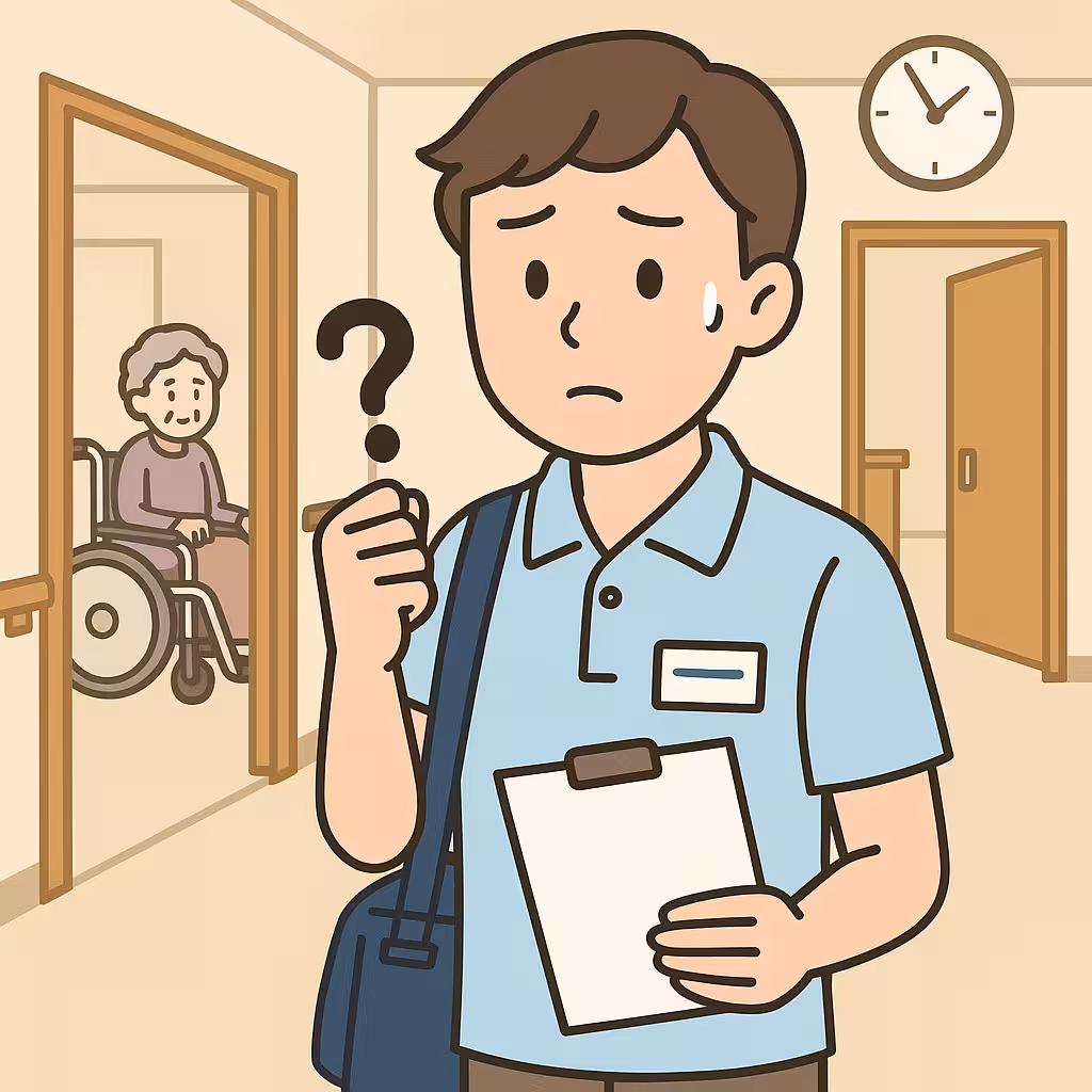 困っている男性介護士