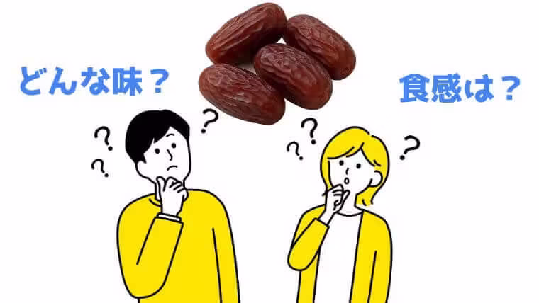デーツを見て首を傾げている男女