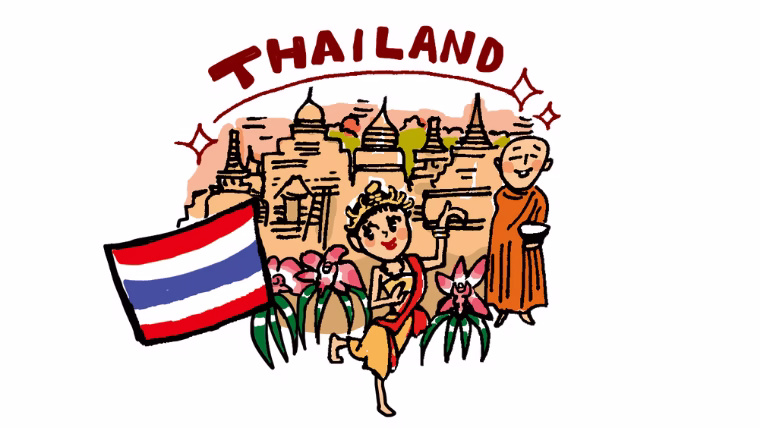 タイのダンサーとほほ笑んでいる男性