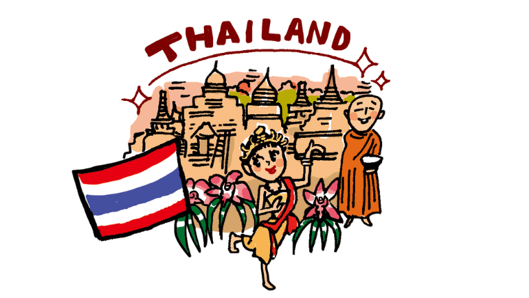 タイのダンサーとほほ笑んでいる男性